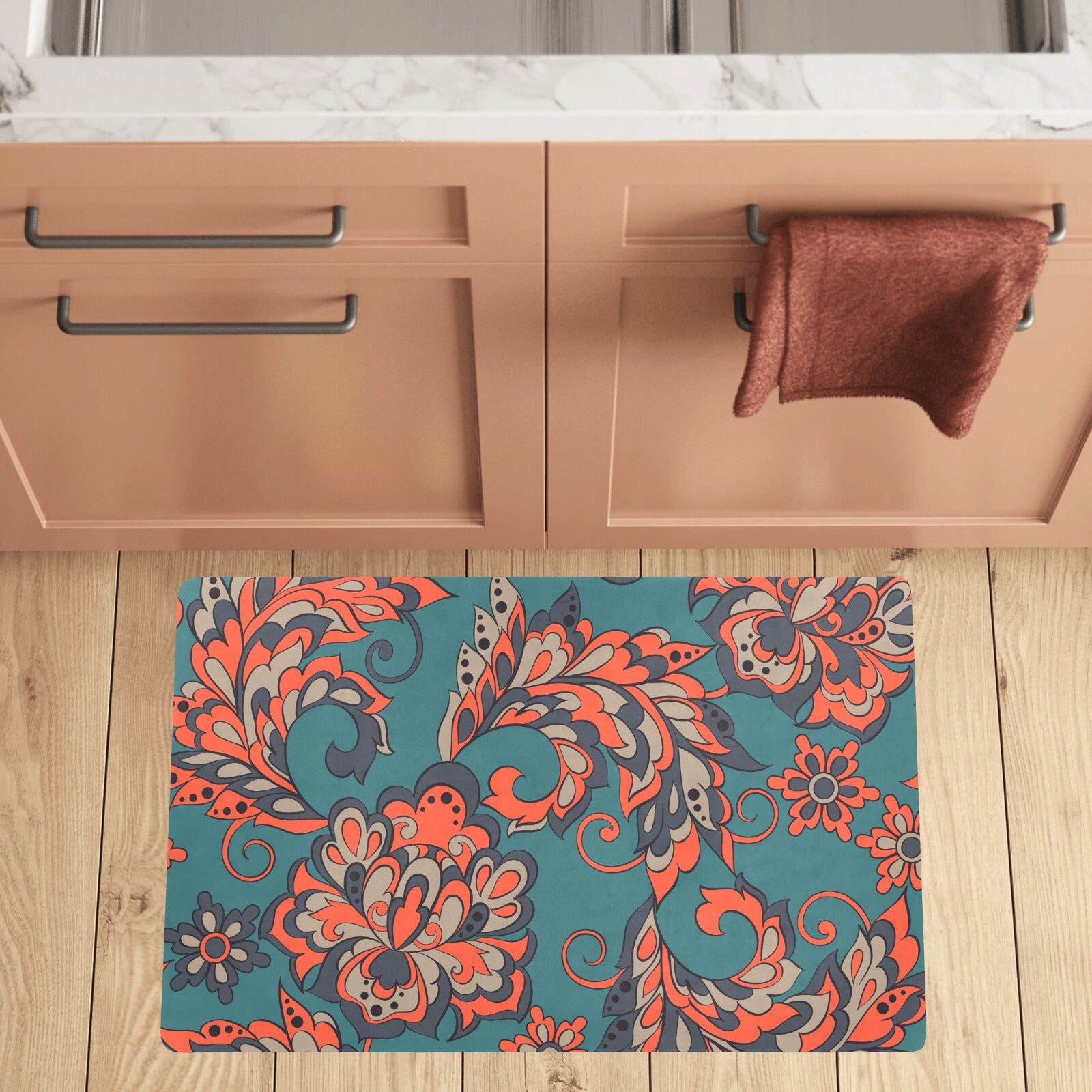 Sunset Paisley Kitchen Mat