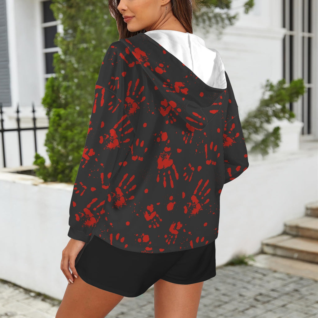 Red Hand Hoodie & Draw String Short Set