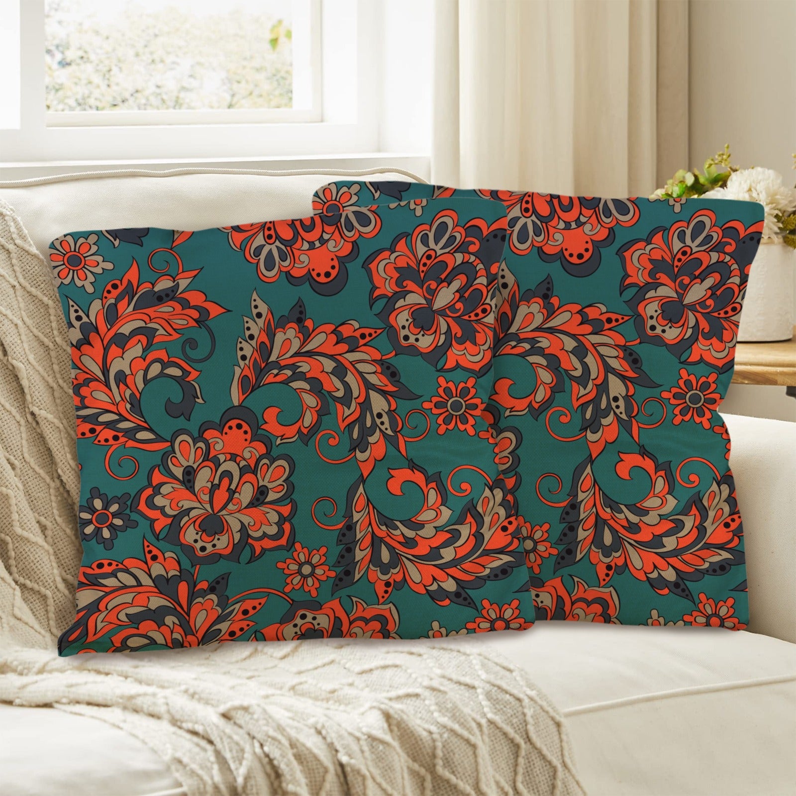 Sunset Paisley Linen Pillows Cases 2pk
