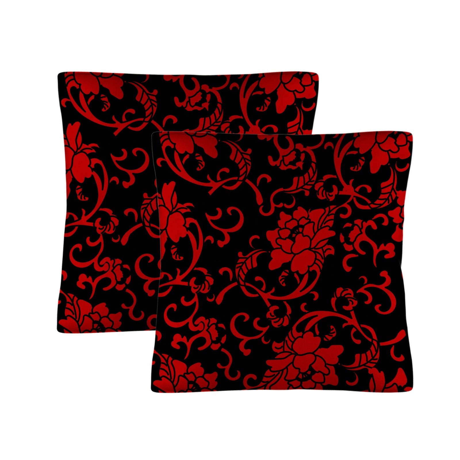 Crimson Floral Linen Pillow Case 2pk