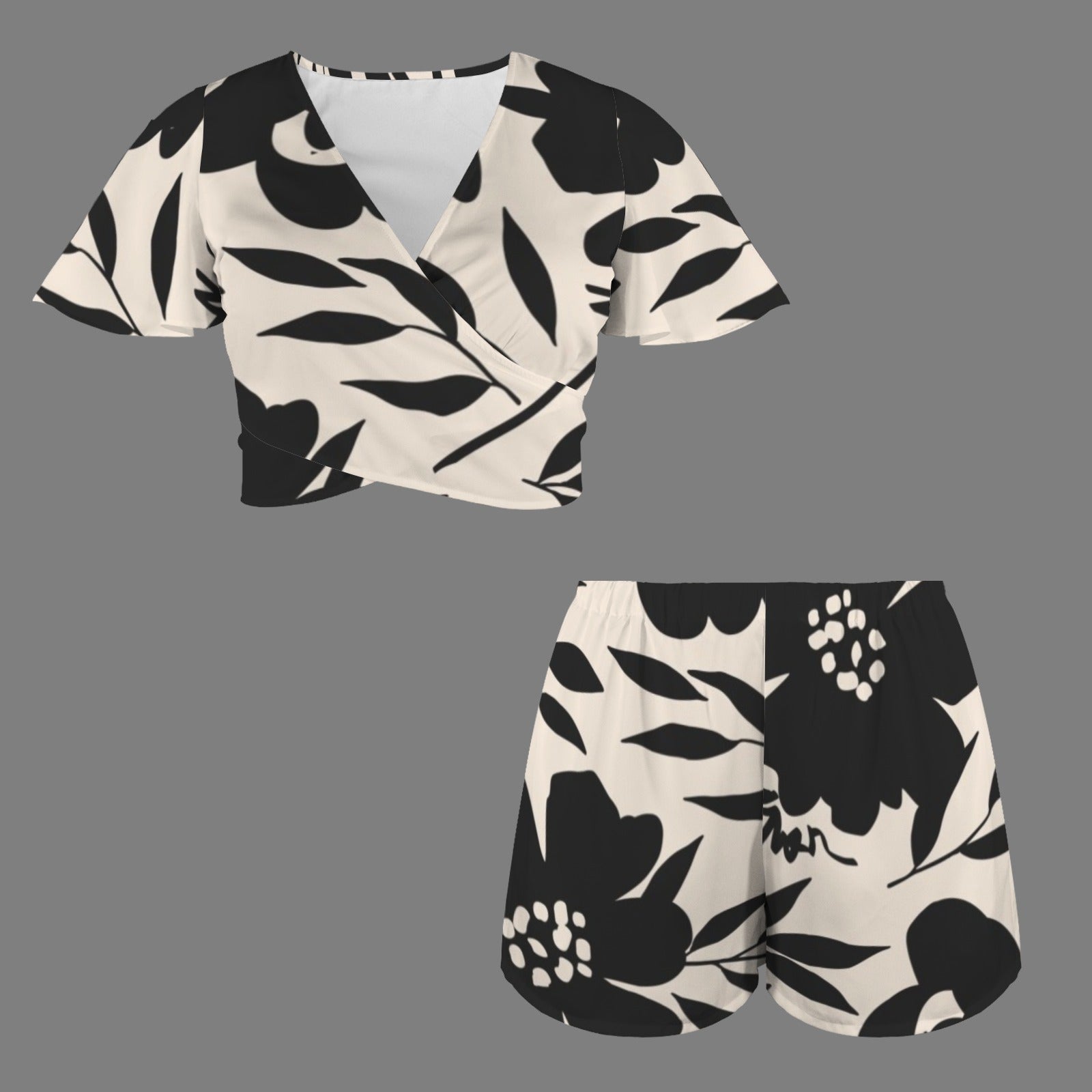 Blushing Black Crop Top & Pocket Short Set