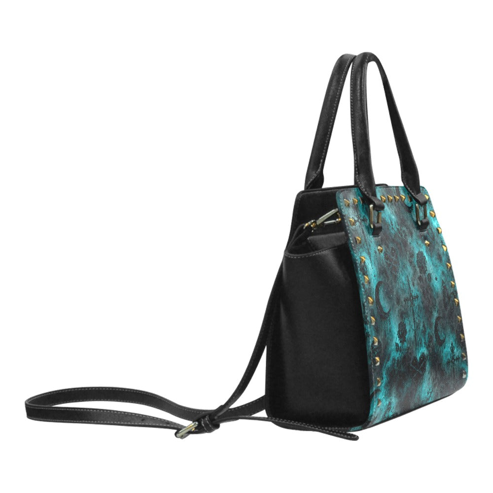 Emerald Halo Rivet Shoulder Hand Bag