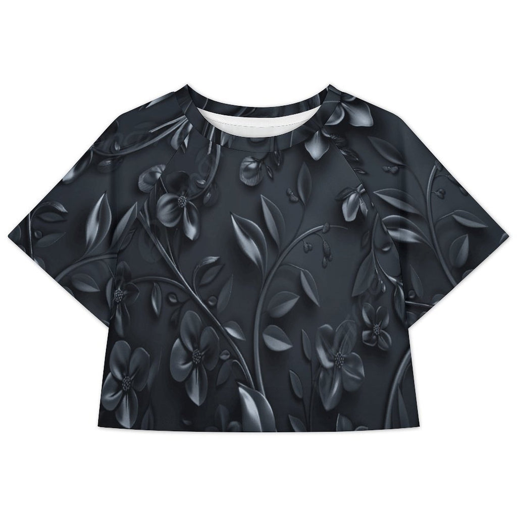 Custom Women's Short Sleeve Crew Neck Cropped Tee Crop T Shirt