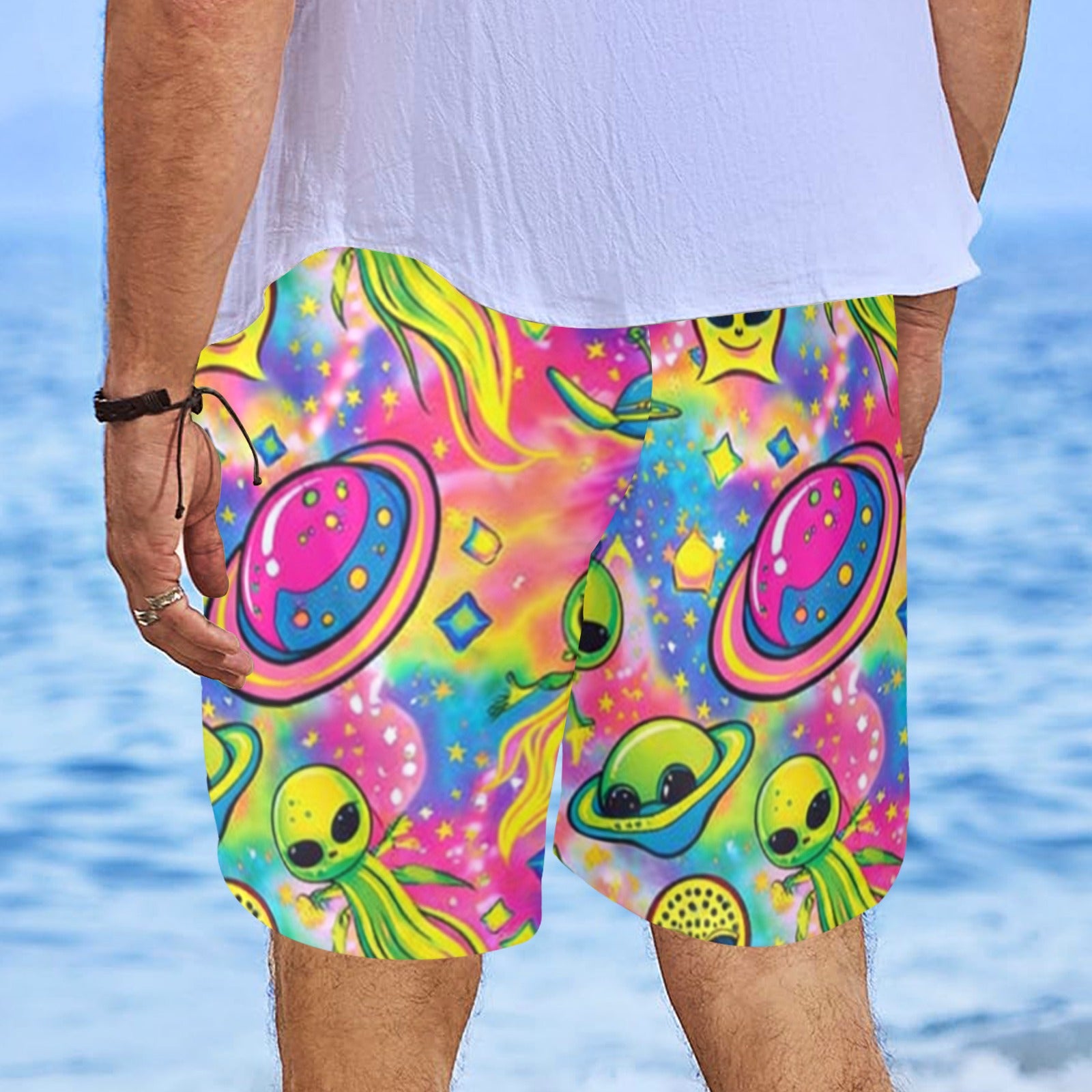 Neon Space Beach Shorts