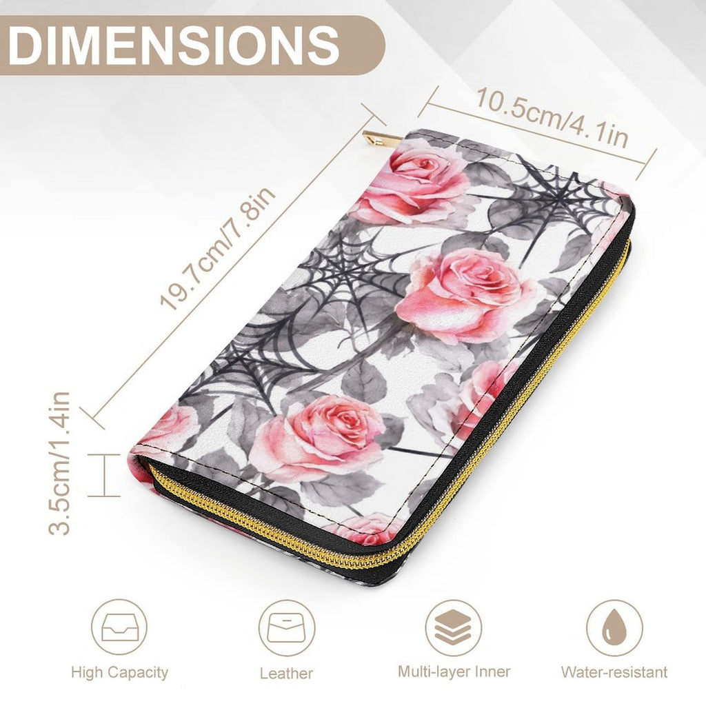 Custom Large Capacity Zip Around Wallet PU Leather Clutch Purse With Multi-Layer Slots