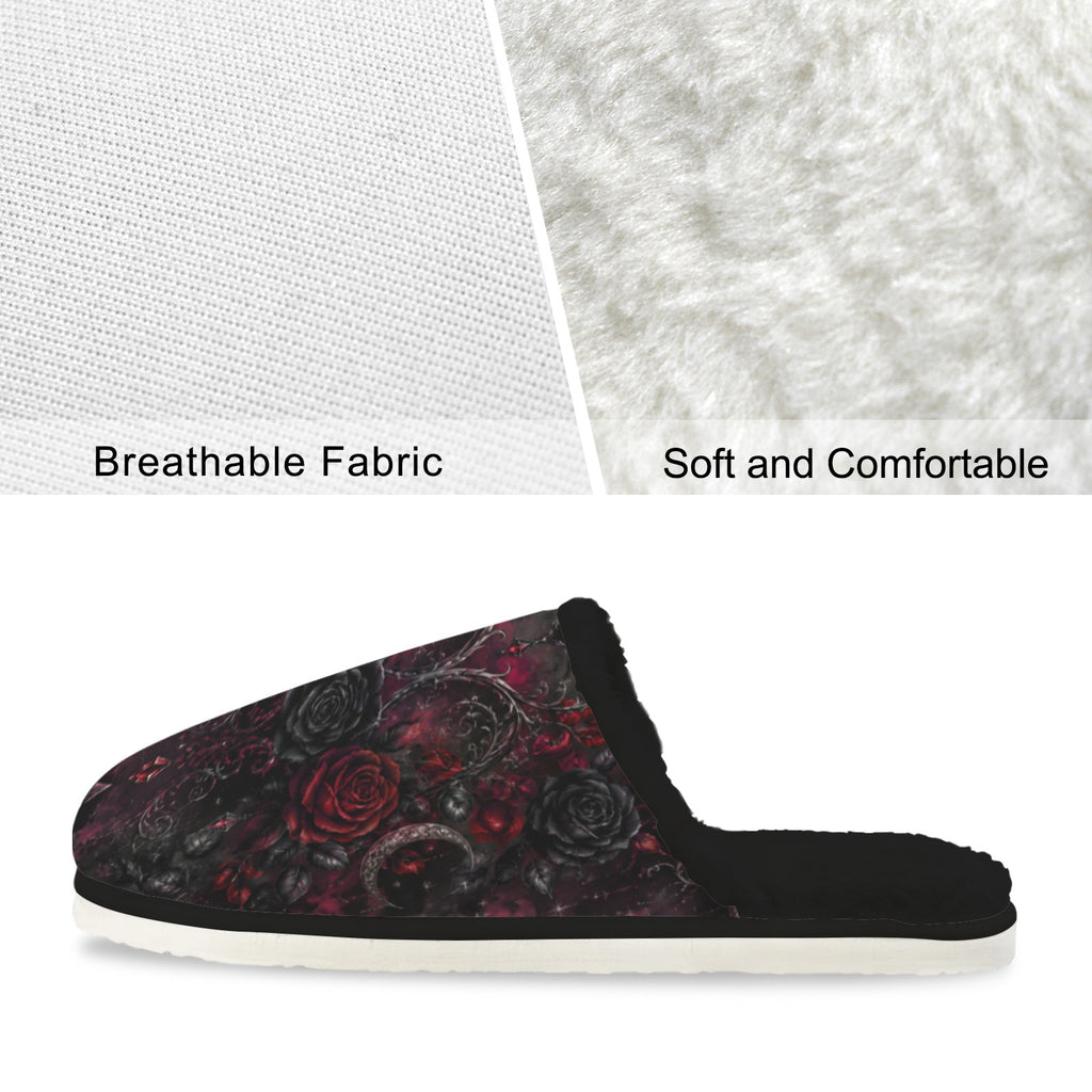 Black Scarlett Fur Lined House Slippers