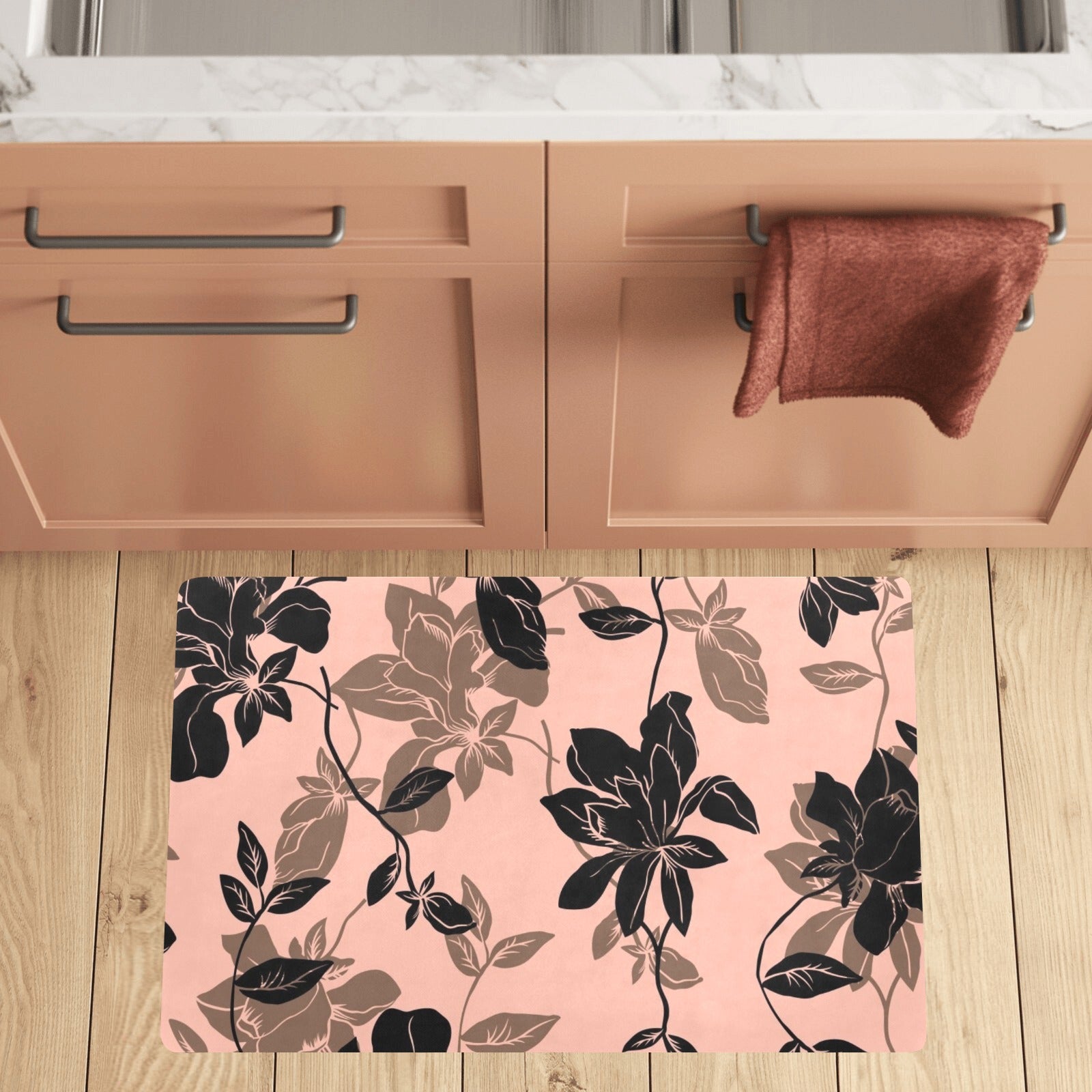 Blushing Black Kitchen Mat