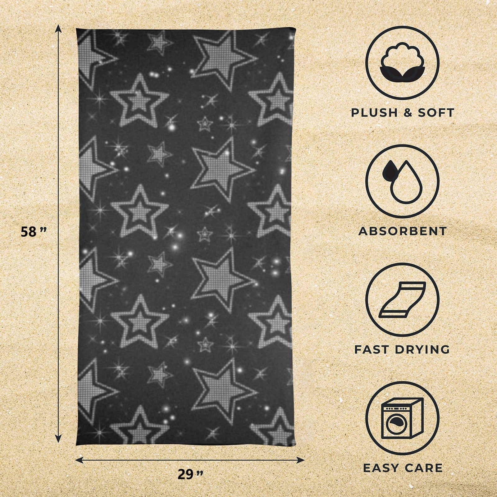 Sparkle Star Towel 29"x58"