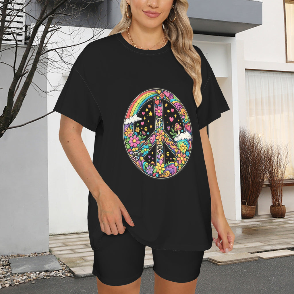 Peace Bloom Oversize Tee Matching Set