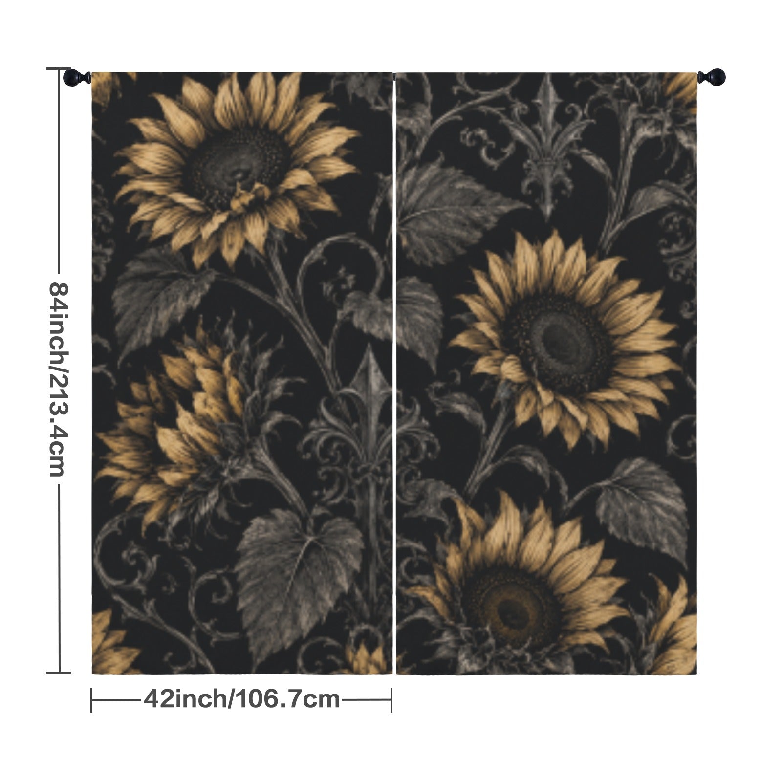 Sunflower Shadows Curtains 42"x84"