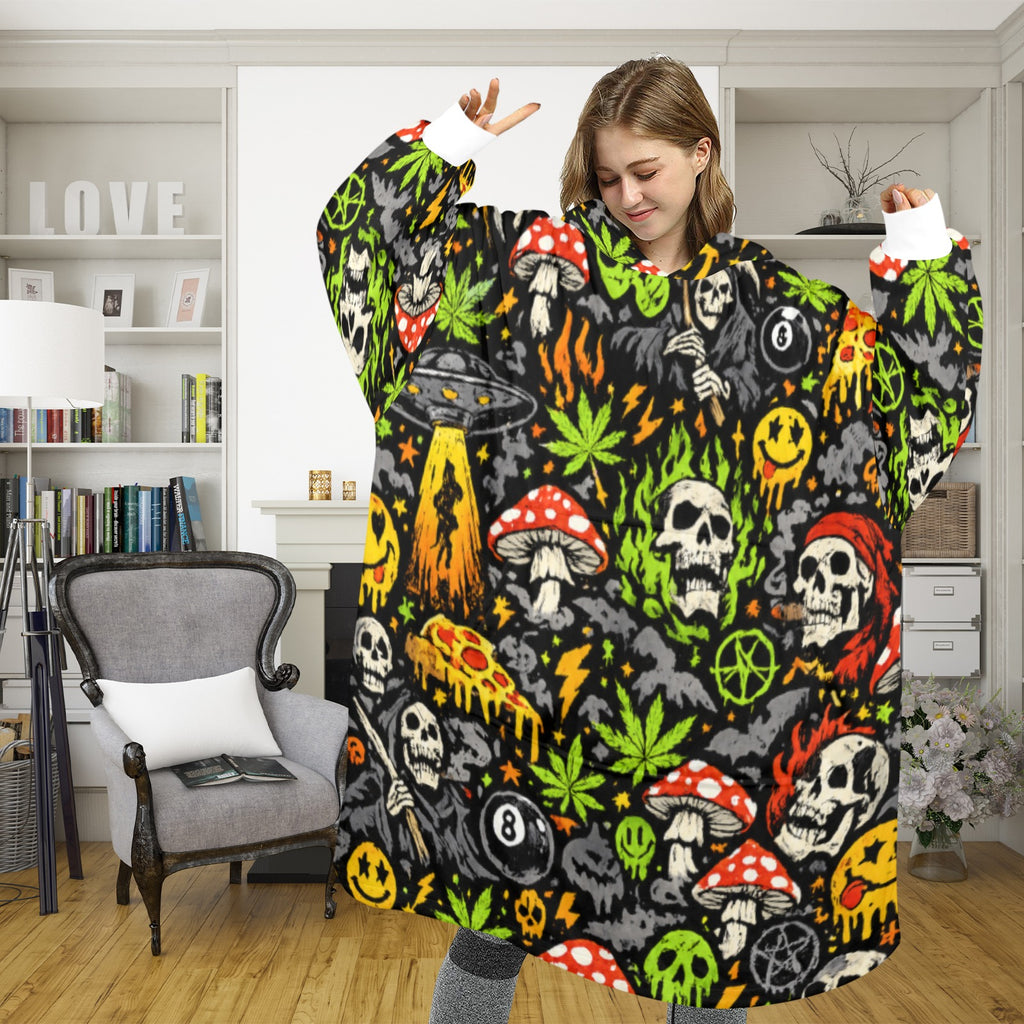 Skull Static Blanket Hoodie