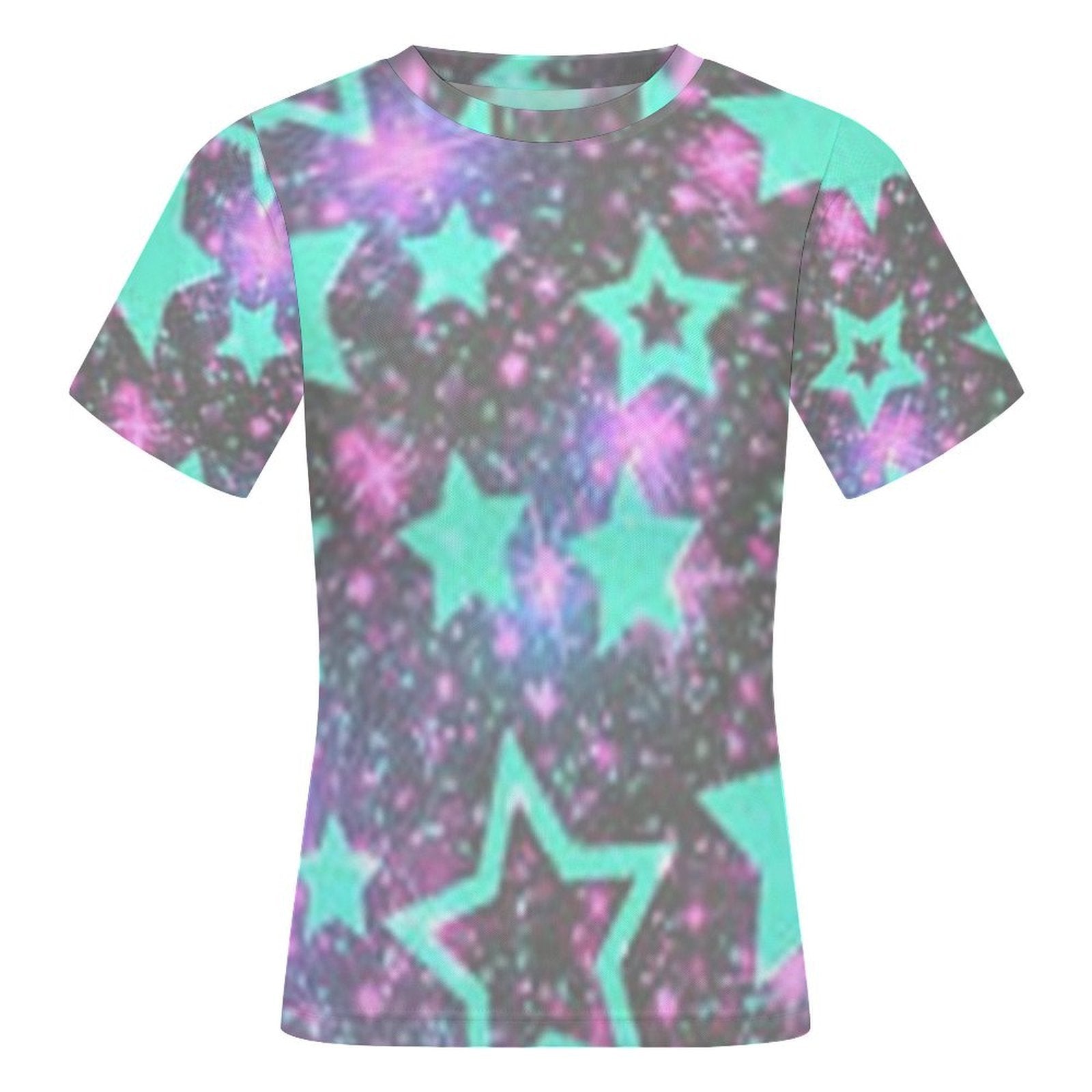 Custom Women's Mesh Sheer T-Shirt Crew Neck Short Sleeve Casual Top