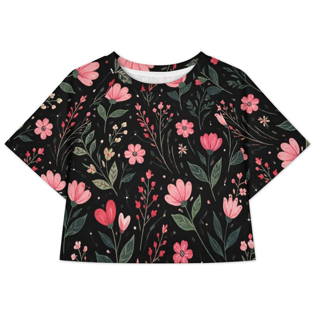 Custom Women's Short Sleeve Crew Neck Cropped Tee Crop T Shirt