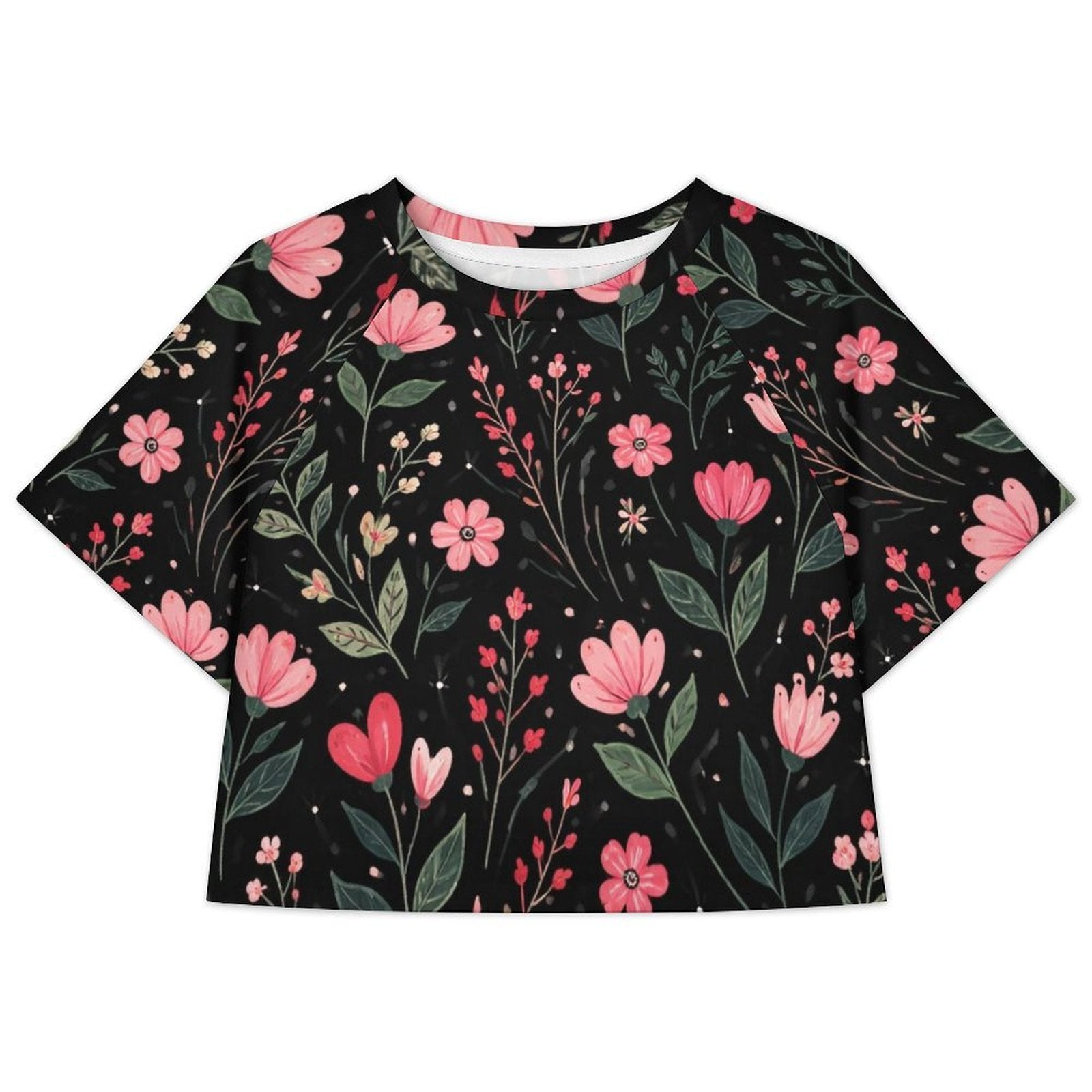 Custom Women's Short Sleeve Crew Neck Cropped Tee Crop T Shirt